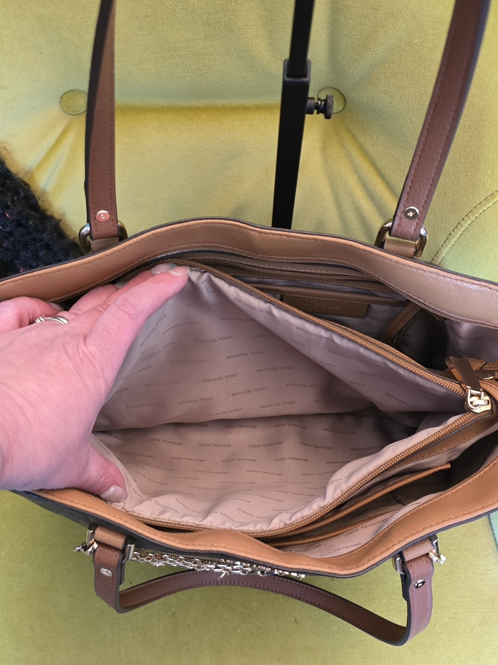 Michael Kors Brown Tan MK Logo Laptop Tote - Picture 7 of 7
